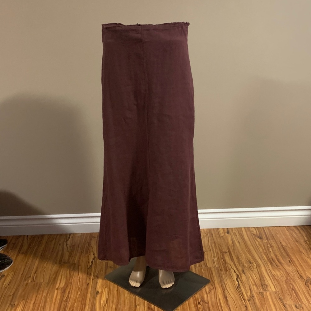 ZARA Burgundy/Brown Linen Maxi Skirt Size Small New with Tags